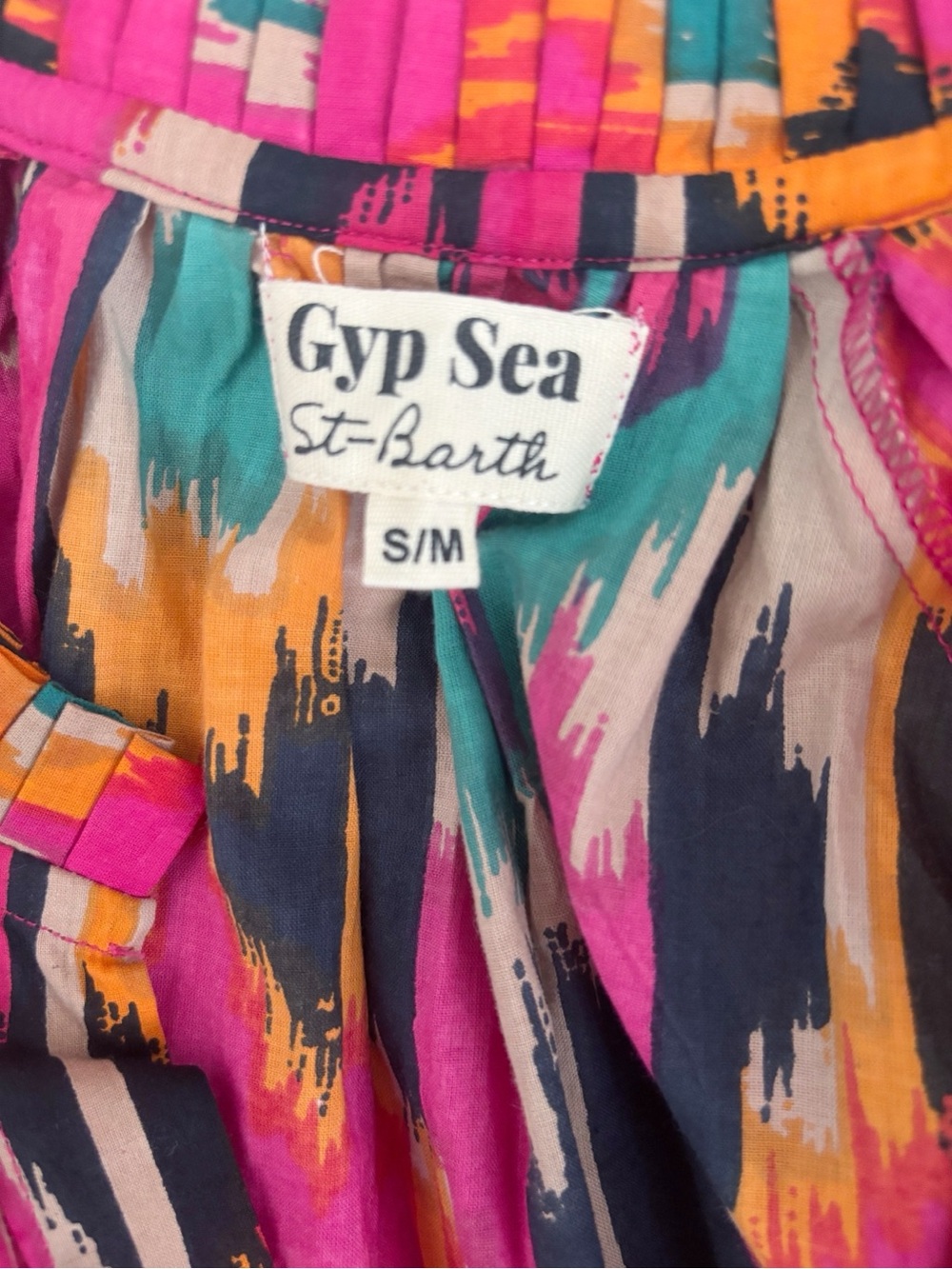 Gyp Sea St Barth Vibrant Ikat Print Tiered Dress Small - Picture 4 of 6